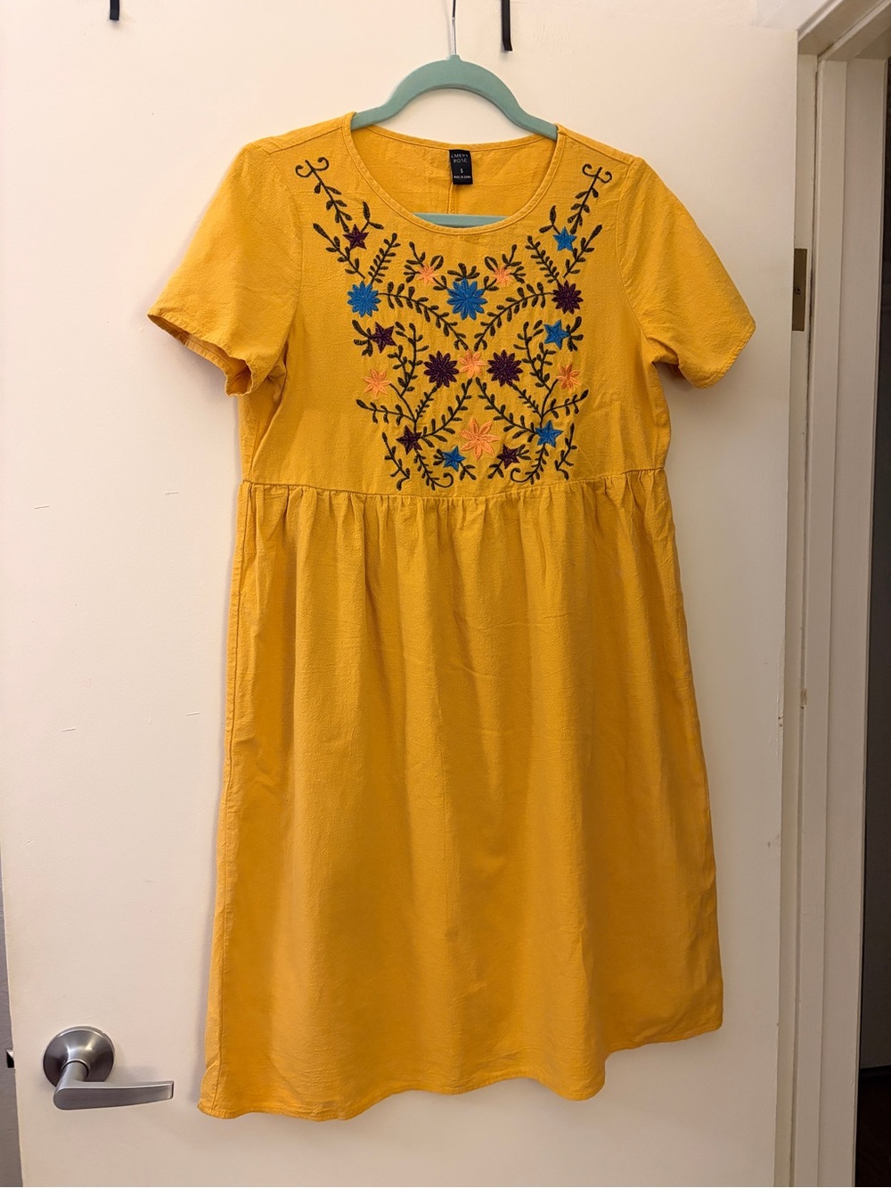Cotton yellow Embroidered dress